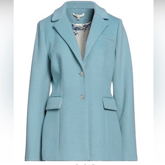 LoveShackFancy Lula Wool Blend Blazer Coat Robin’s Egg Blue - Crystal Buttons- 6 - Picture 2 of 15